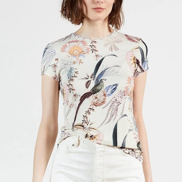 Ted Baker Jerikko Decadence Print Fitted Top Size 2 - Picture 1 of 10